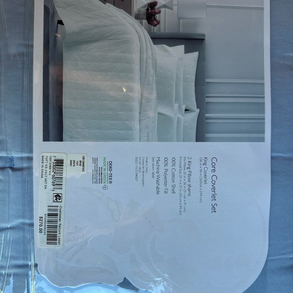 Sky Tufted Coast Blue Quilted King Coverlet Set Shams Included Rtl $270 NWT - Picture 4 of 5